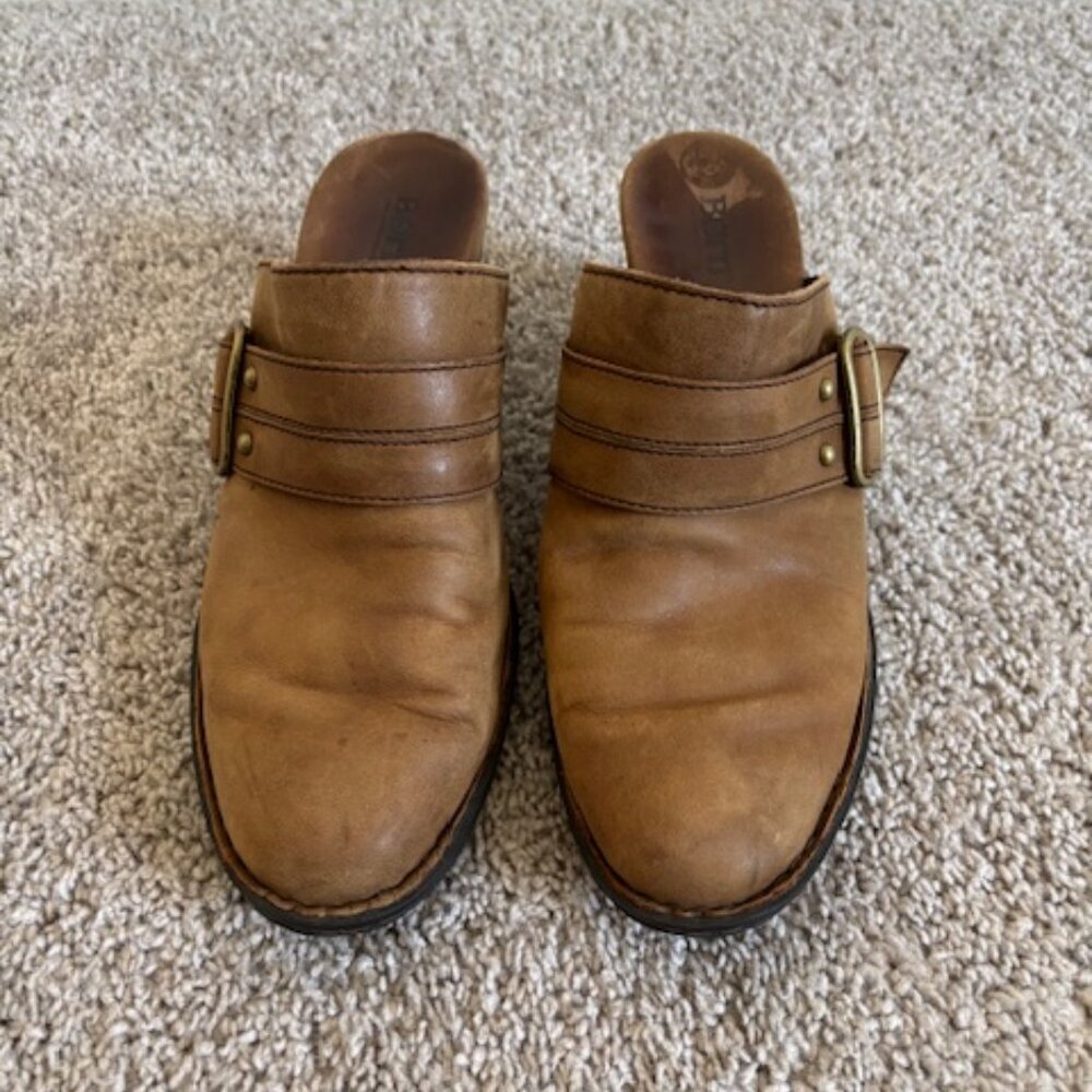 BORN Scarlett II Brown Mules Leather Shoes W62138 ~ Size 10